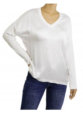 Maglia con dettagli in raso e colletto con scollo a V